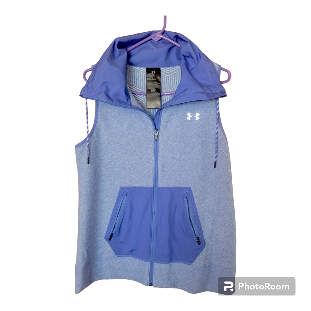 Under Armour Fleece vest Purple Funnel Neck Zip down Cold Gear‎ Med